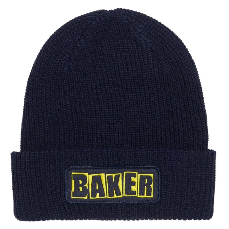 Baker Brand Logo Beanie - Navy/Yellow