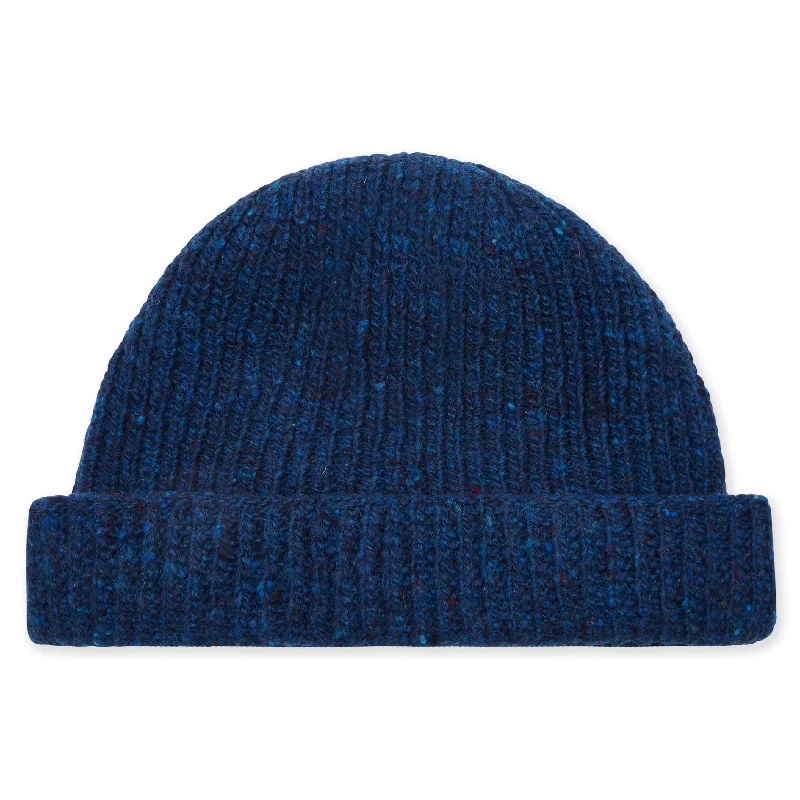 Donegal Wool Beanie Hat - Marine