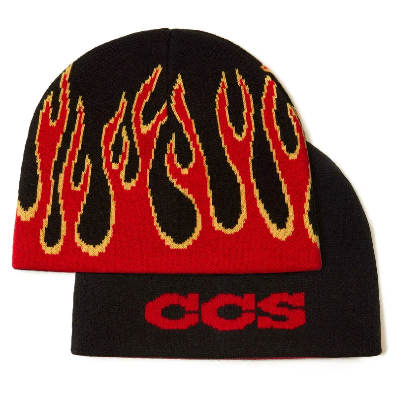 CCS Flames Reversible Skully Beanie - Black/Red