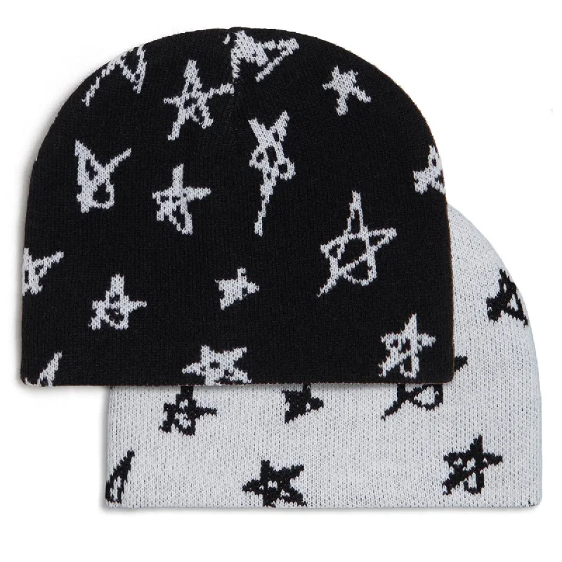 CCS Stars Reversible Skully Beanie - Black/White