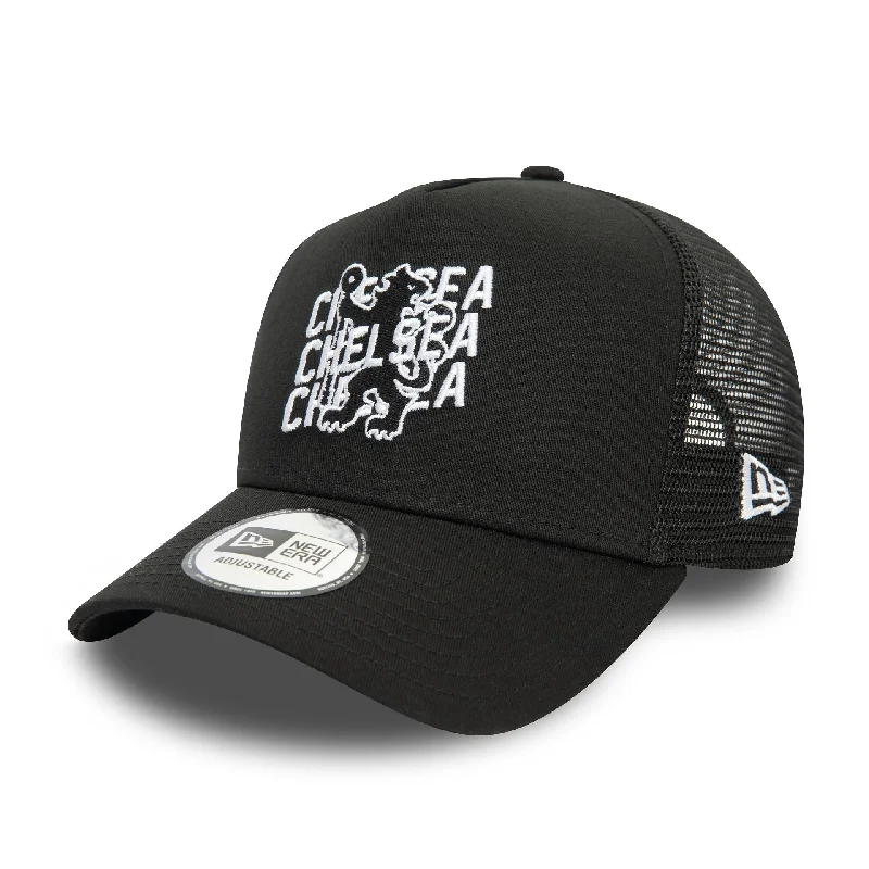 Chelsea FC Wordmark Overlay Black 9FORTY E-Frame Adjustable Trucker Cap