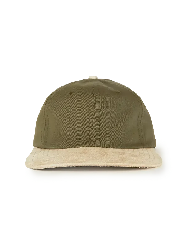 Cotton Twill Moleskin 6 Panel Hat- Army Green w/Natural