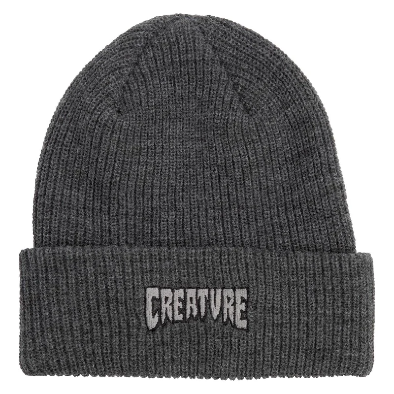 Creature Logo Outline Long Shoreman Beanie - Charcoal Heather