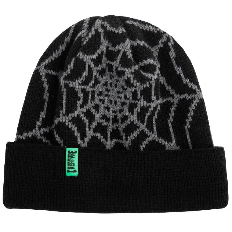 Creature Web Long Shoreman Beanie - Black