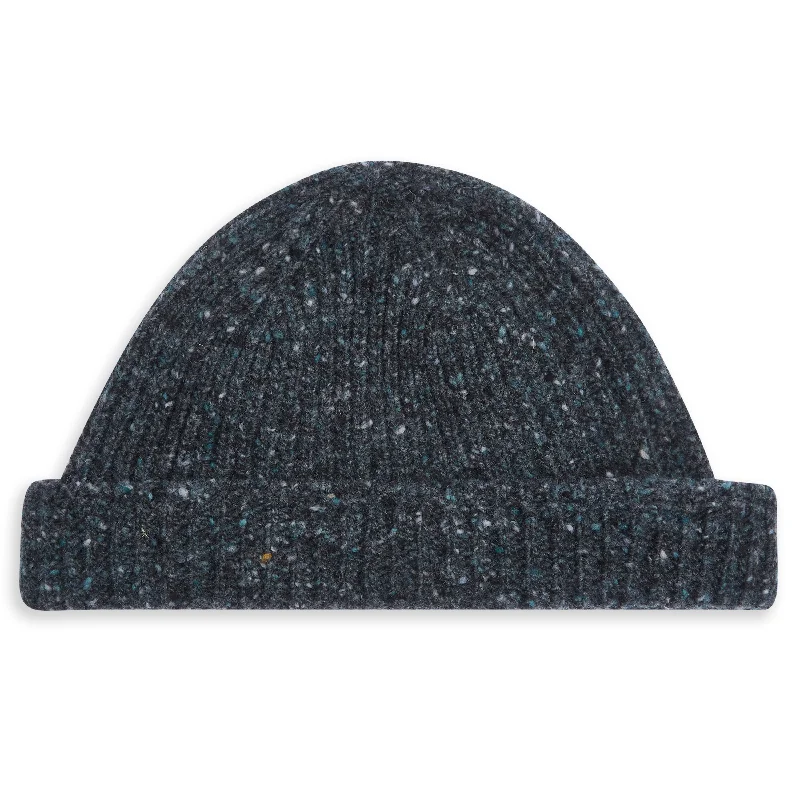 Donegal Wool Beanie Hat - Dark Grey