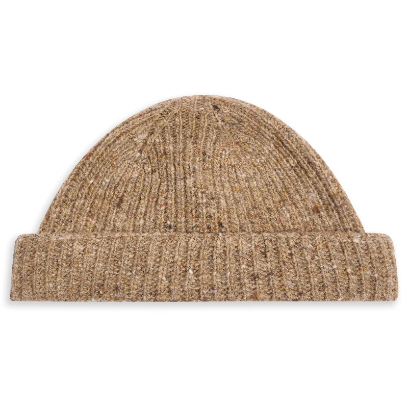 Donegal Wool Beanie Hat - Light Brown