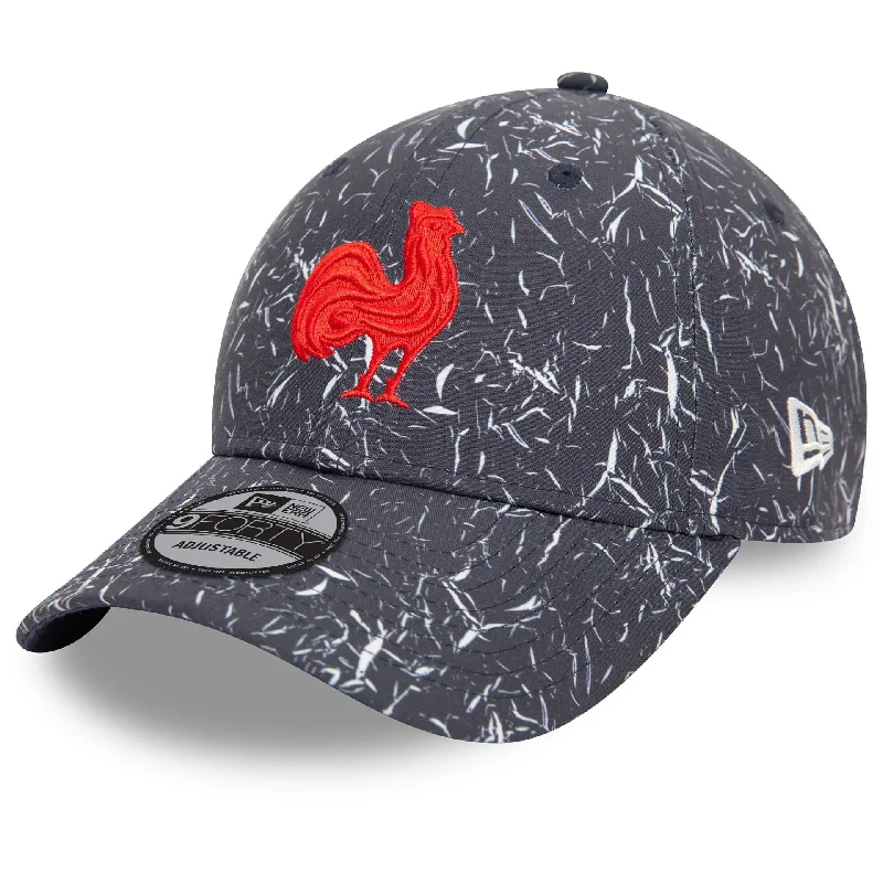 French Federation Of Rugby Crinkle All Over Print Navy 9FORTY Adjustable Cap