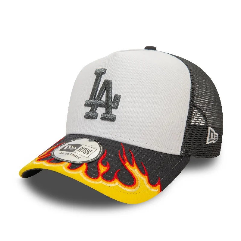 LA Dodgers MLB Flame Dark Grey 9FORTY E-Frame Adjustable Trucker Cap