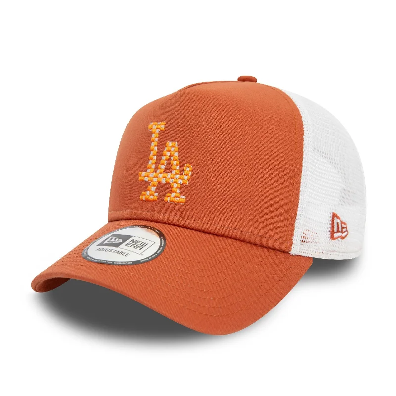 LA Dodgers Seasonal Infill Brown A-Frame Trucker Cap