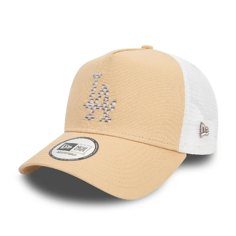 LA Dodgers Seasonal Infill Light Beige A-Frame Trucker Cap