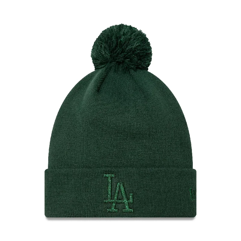 LA Dodgers Womens Metallic Dark Green Bobble Knit Beanie Hat