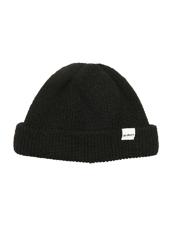 Merino Wool Dockworker Beanie- Black