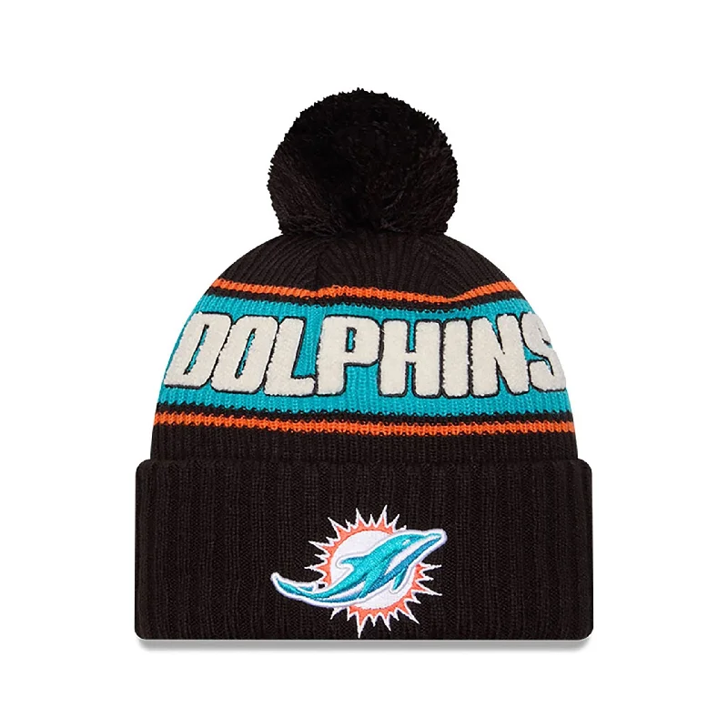 Miami Dolphins NFL Sideline 2024 Black Sport Knit Beanie Hat