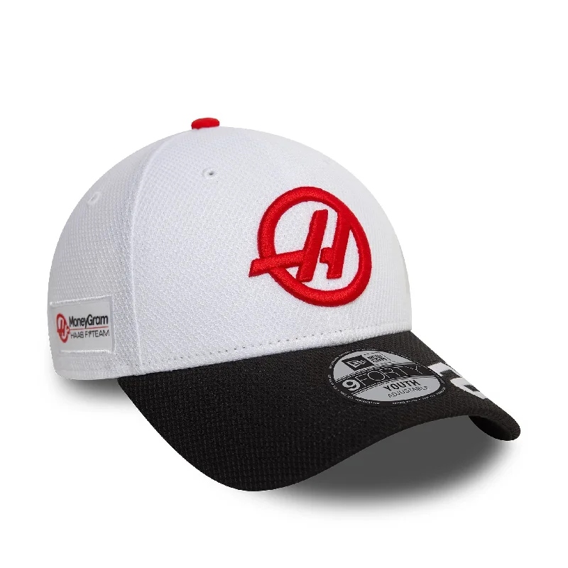 MoneyGram Haas F1 Team Youth Driver Kevin Magnussen White 9FORTY Adjustable Cap