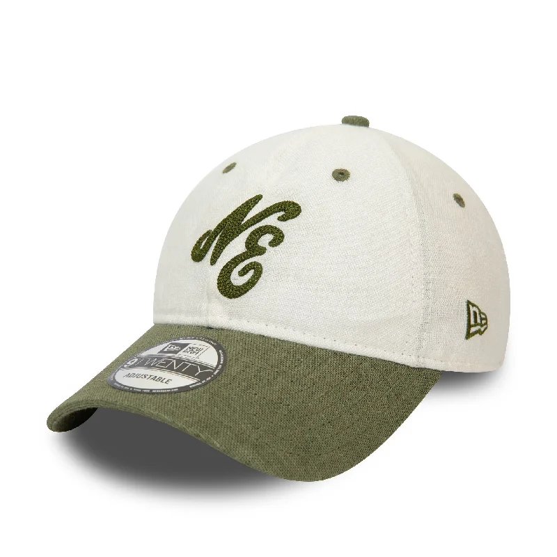 New Era Linen Script White and Green 9TWENTY Adjustable Cap