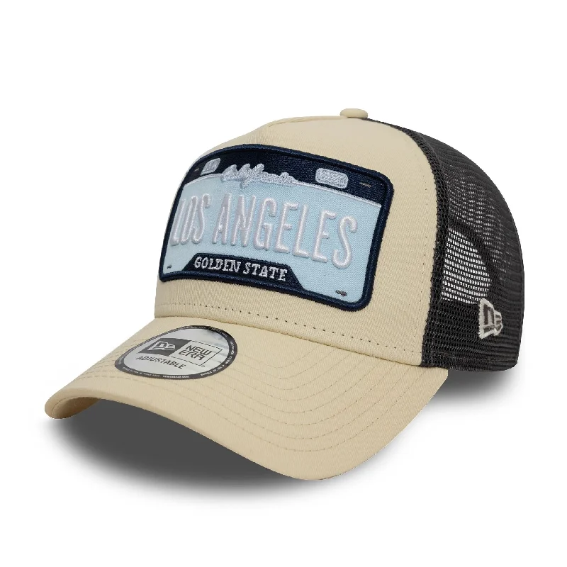 New Era Patch Light Beige 9FORTY A-Frame Adjustable Trucker Cap