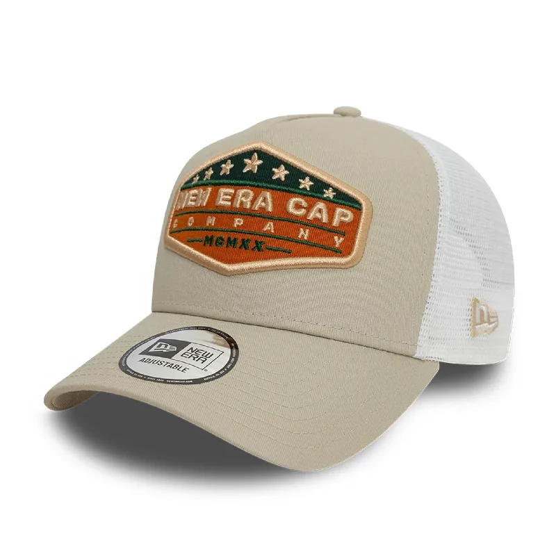 New Era Patch Light Beige 9FORTY A-Frame Trucker Adjustable Cap