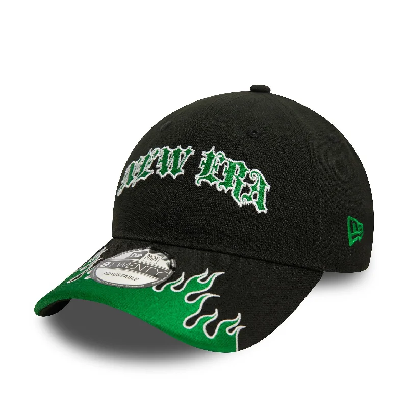 New Era Race Black and Green Flame 9TWENTY Adjustable Cap