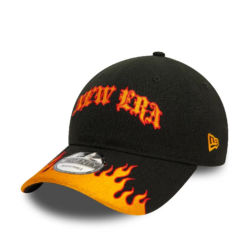 New Era Race Black and Orange Flame 9TWENTY Adjustable Cap