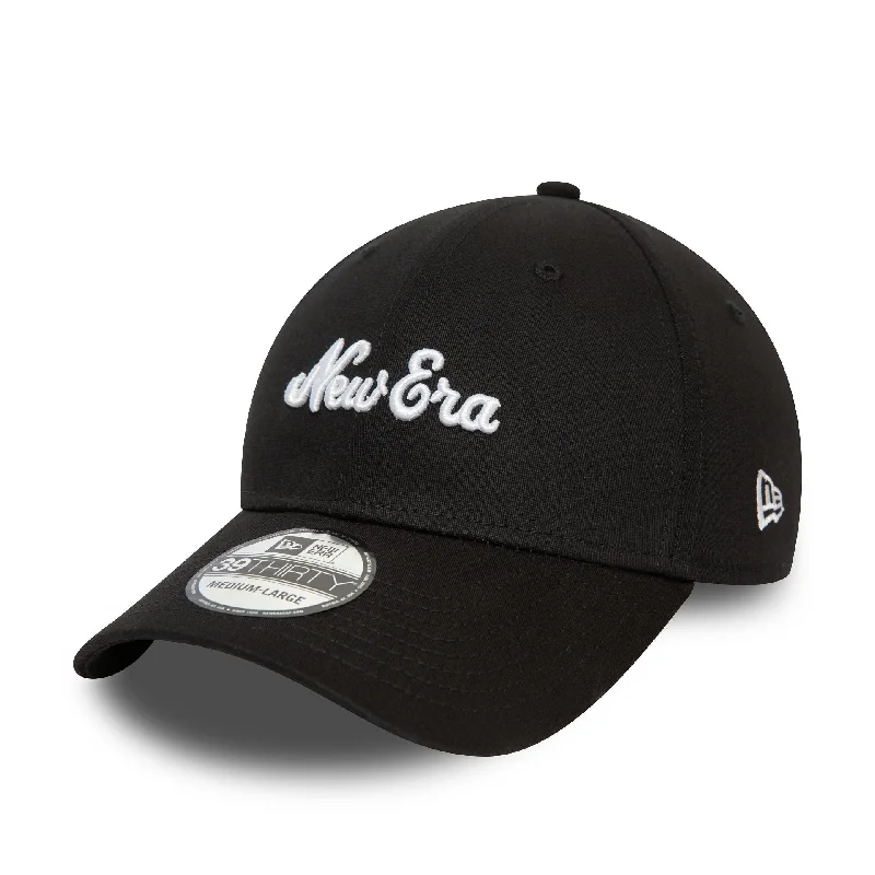 New Era Script Black 39THIRTY Stretch Fit Cap