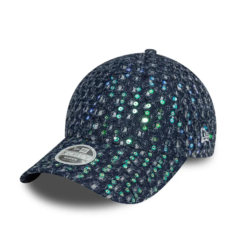 New Era Womens Sequin Denim Dark Blue 9FORTY Adjustable Cap