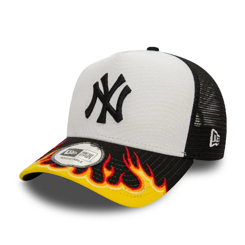 New York Yankees MLB Flame Black 9FORTY E-Frame Adjustable Trucker Cap