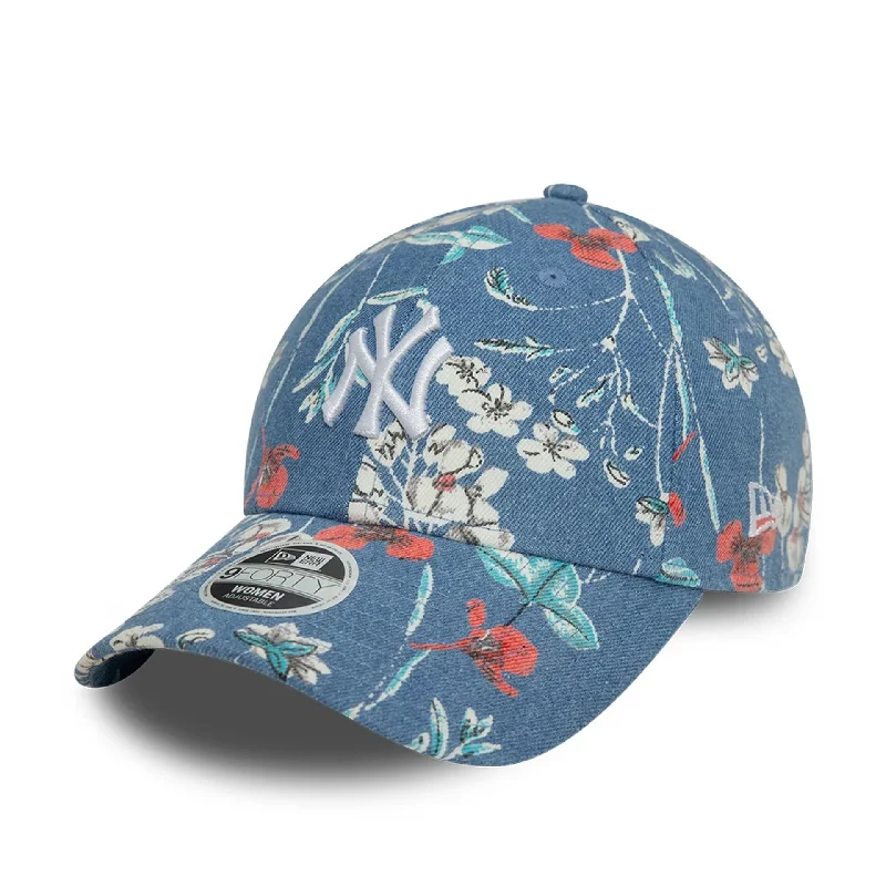 New York Yankees Womens Denim Floral Blue 9FORTY Adjustable Cap