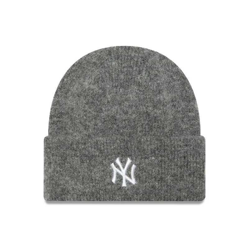 New York Yankees Womens Grey Wide Cuff Knit Beanie Hat