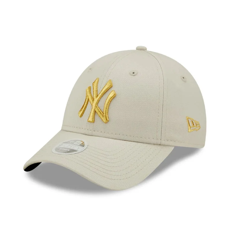 New York Yankees Womens Metallic Logo Cream 9FORTY Adjustable Cap