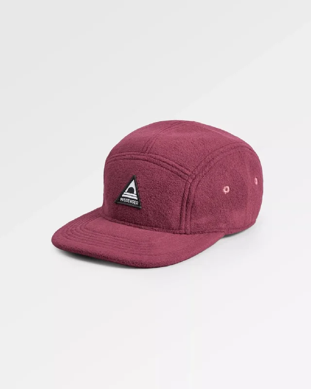 Pine Recycled Polar Fleece 5 Panel Cap - Wine