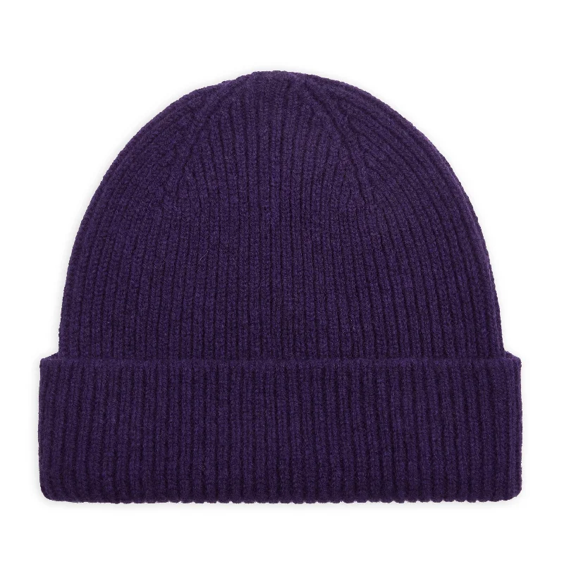 Pure New Wool Beanie Hat - Prune