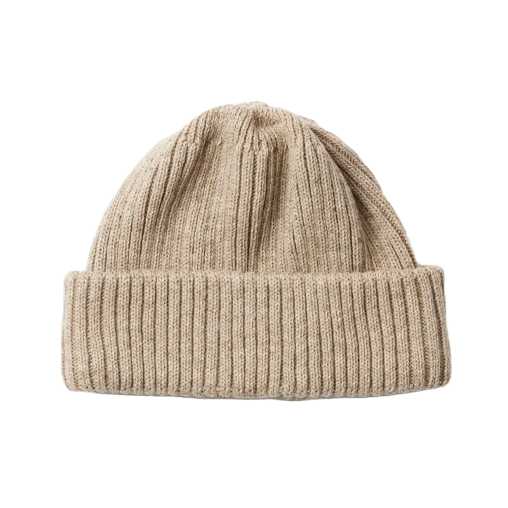 Recycled Wool/Poly 2×2 Beanie - Beige