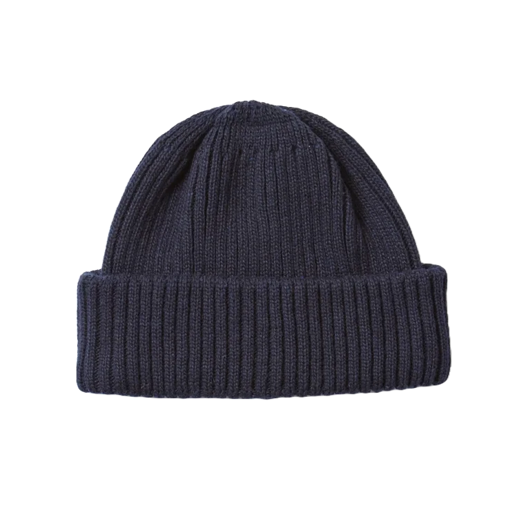 Recycled Wool/Poly 2×2 Beanie - Navy