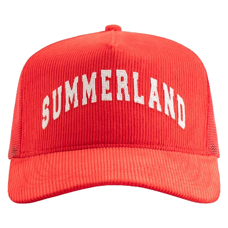 Summerland Corduroy Trucker Hat | Cherry