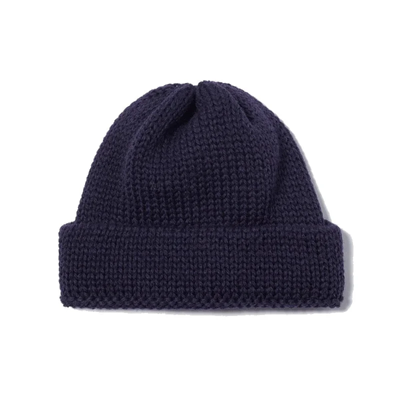 Wool Short Watch Cap - Navy