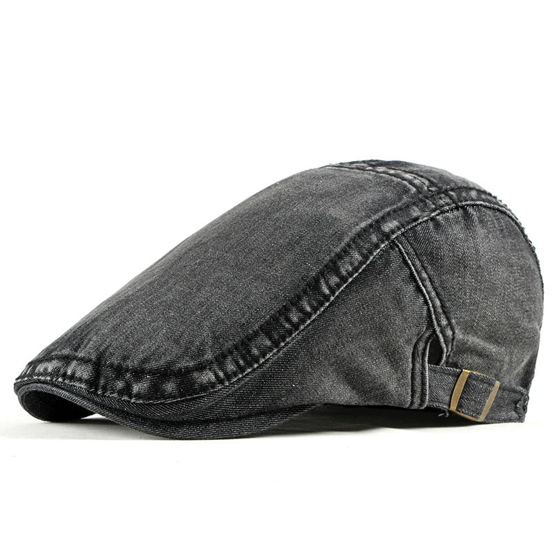 Casual Simple Washed Denim Flat Cap