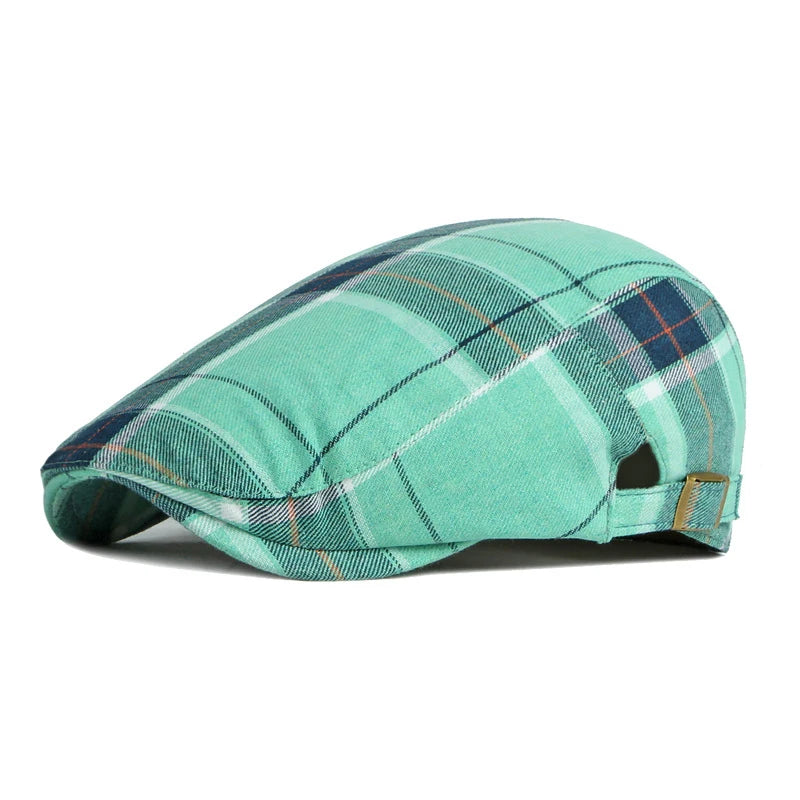 Fashionable Hundred Plaid Cotton Flat Cap