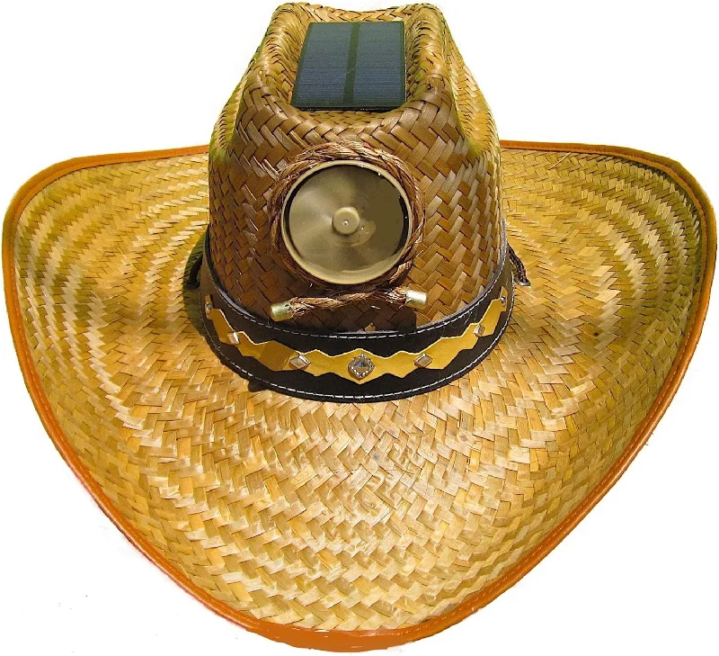 Cooling Sun Straw Solar Men's Palm Leaf Cowboy Hat w. Band Meduim