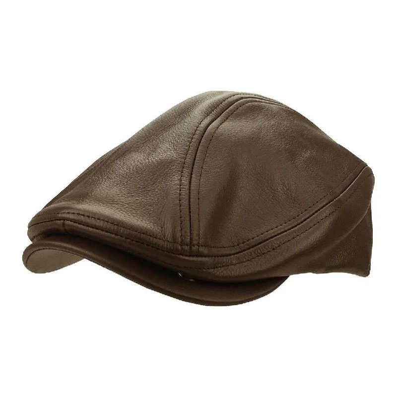 Brun Læder Sixpence Flat Cap