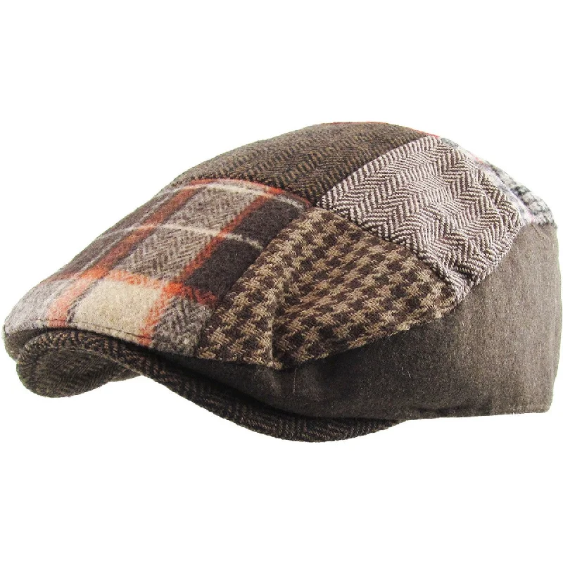 Ethos Patchwork Flat Cap Brown Plaid