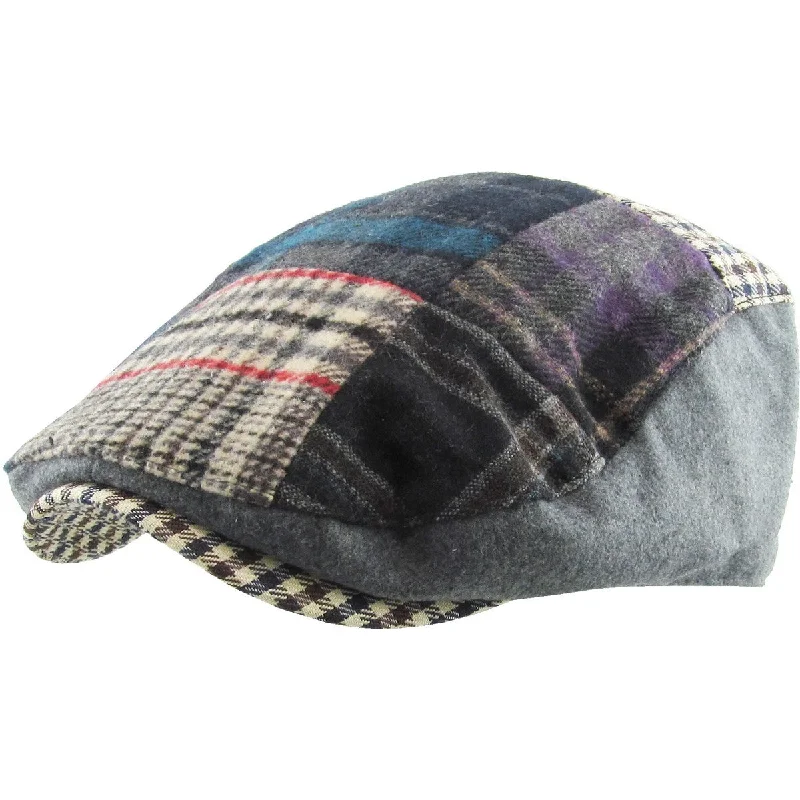 Ethos Patchwork Flat Cap Grey Plaid