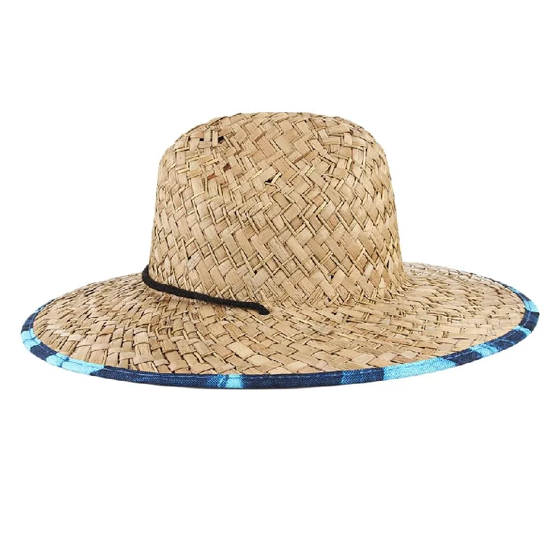 Gemvie Unisex Straw Hat-Ocean Pattern Under Brim- UPF 50+ Sun Hat Fedora Beach Cap