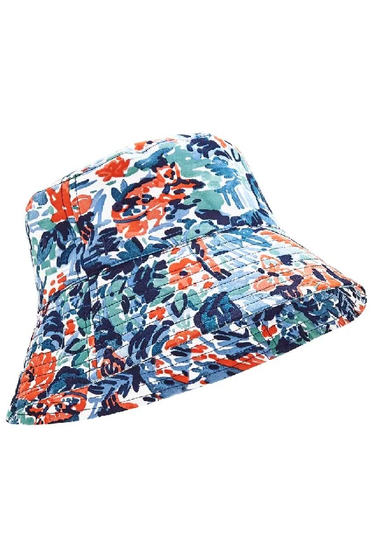 Kid's Wyatt Swim Printed Bucket Hat | Blue Multicolor Painted Rainforest