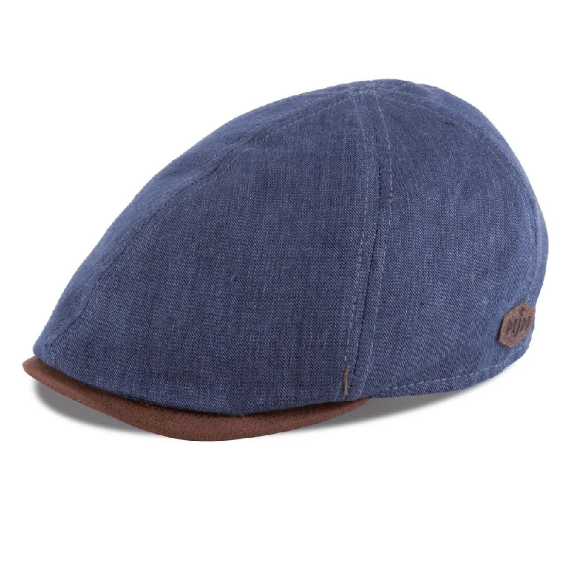 MJM Broker Sixpence - Blue Linen Flat Cap