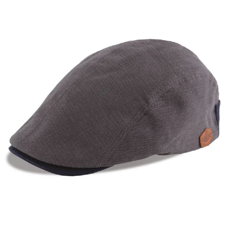 MJM Daffy 3 Cotton 4 Flat Cap - Grå Bomuldslærred Sixpence