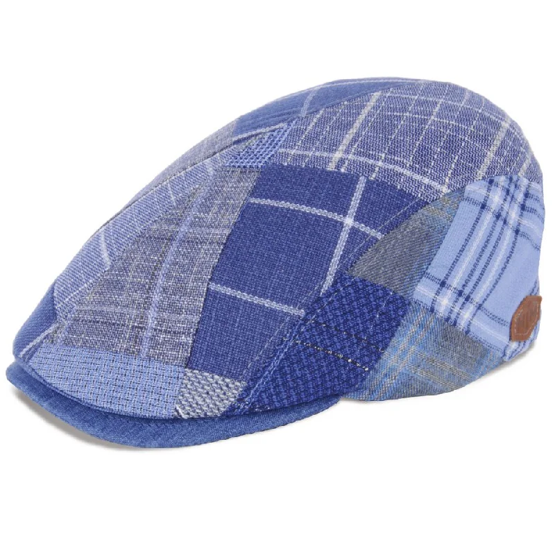 MJM Daffy 3 Flat Cap - Linen MIx Blå Patchwork Sixpence