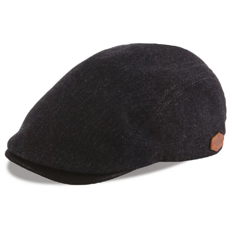 MJM Daffy 3 Virgin Wool/Cotton Flat Cap - Sort Sixpence