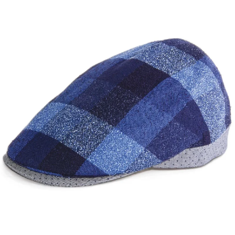 MJM Hugo Linen Flat Cap - Blå Ternet Sixpence