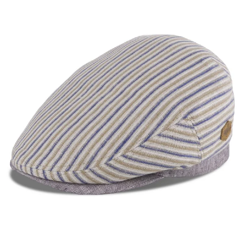 MJM Jordan Flat Cap - Økologisk Beige Stribet Hamp