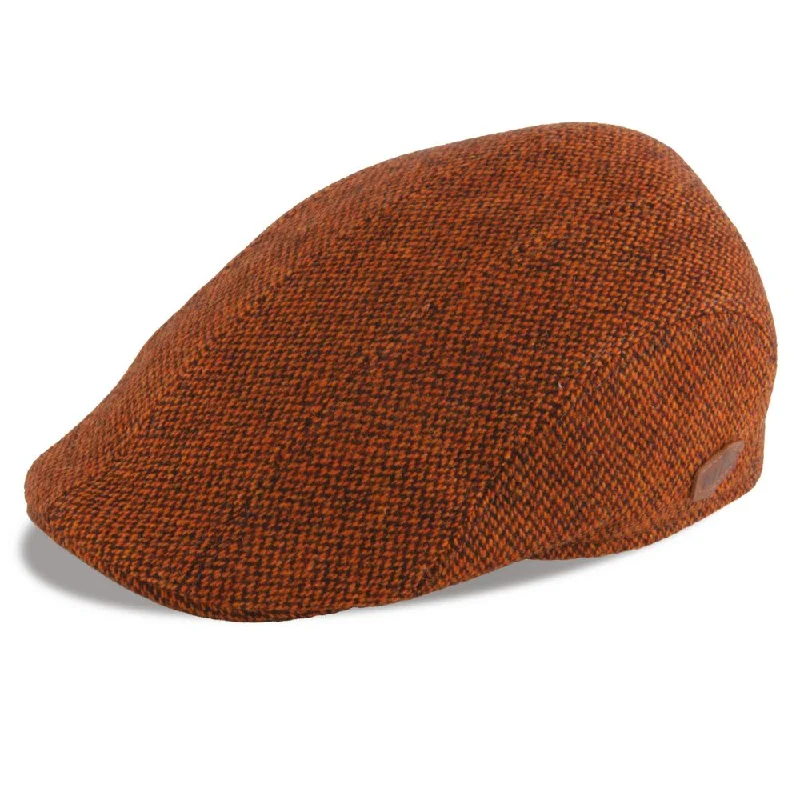 MJM Maddy Orange Virgin Wool Flat Cap - Orange Sixpence